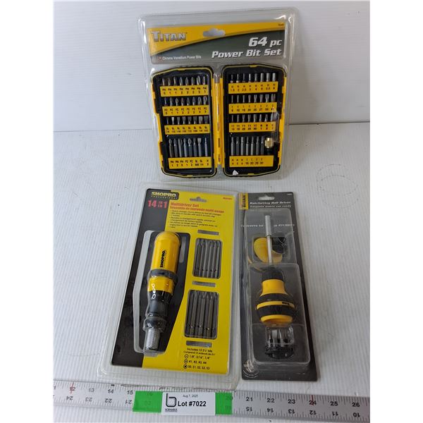 64 Piece Bit Set, Ratcheting Ball Driver, Multidriver Set- All Sealed