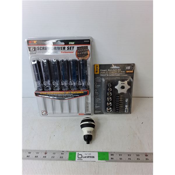 Finger Ratchet Kit, Screwdriver Set, Multi Screwdriver- As Is