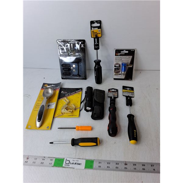 Swivel Light, Screwdrivers, Ice Cream Scoop, Misc.