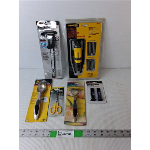 14 Piece Screwdriver, Digital Caliper, Replacement Blades, Misc.