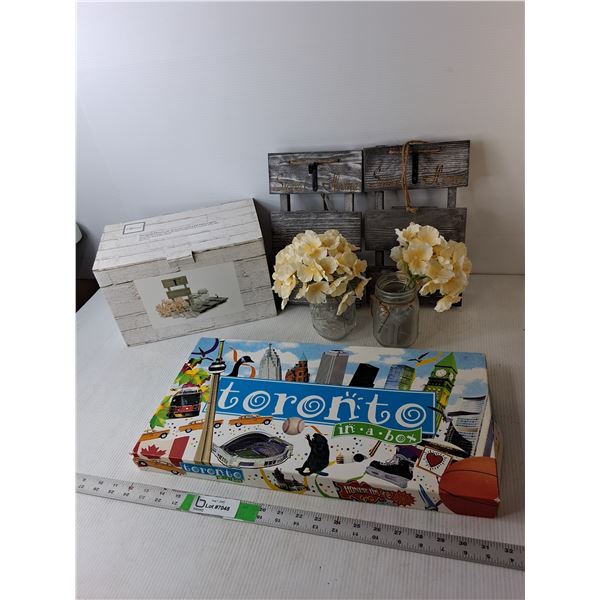 Toronto In a Box Game (Complete) & Hanging Mason Jar Sconces with Lights- New In Box