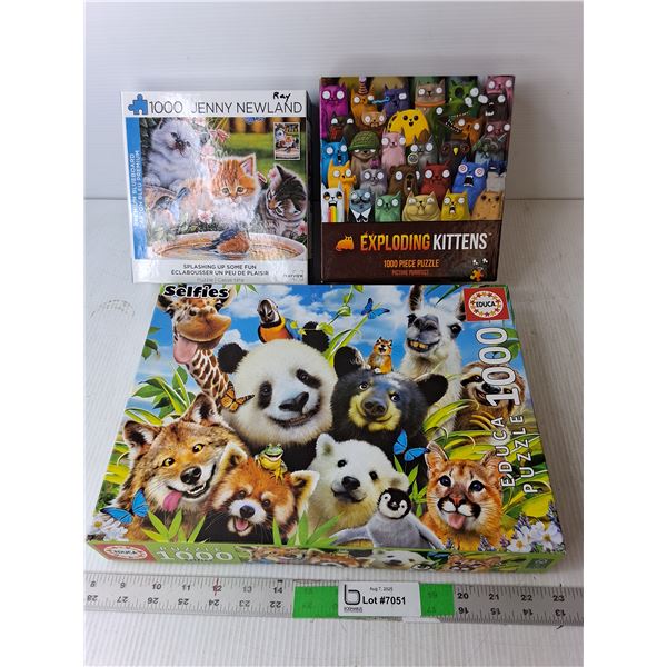 (3) 1000 Piece Animal Puzzles - Complete