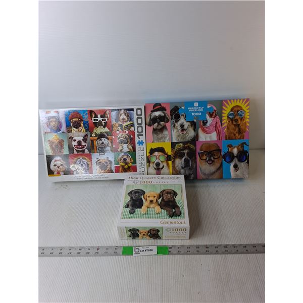 (3) 1000 Piece Dog Puzzles  -  Complete