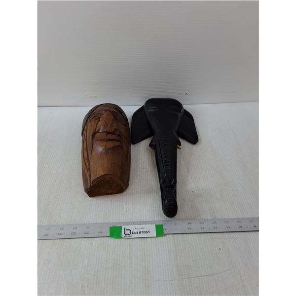 Indigenous Face Carving & Elephant Hanging Wall Art- Missing Piece