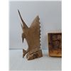 Image 2 : Wood Swordfish Statue & Wood Carved Duck- 13.5" x 7"