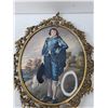 Image 2 : Large Blue Boy & Pinkie Portraits in Brass Frames Bubble Glass.- 16" x 11"
