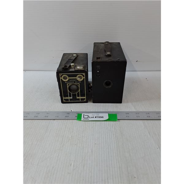 Vintage Kodak Brownie Target Six-16 Box Camera & Kodak No 2 A Brownie Box Camera- As Is