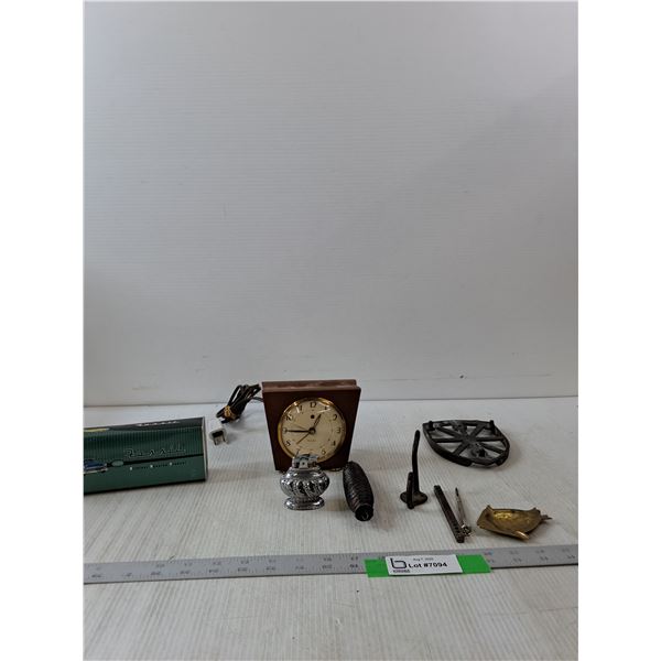 Genuine Classic Tin, Clock,Auer Table Lighter, Hook & Fish Shaped Dish