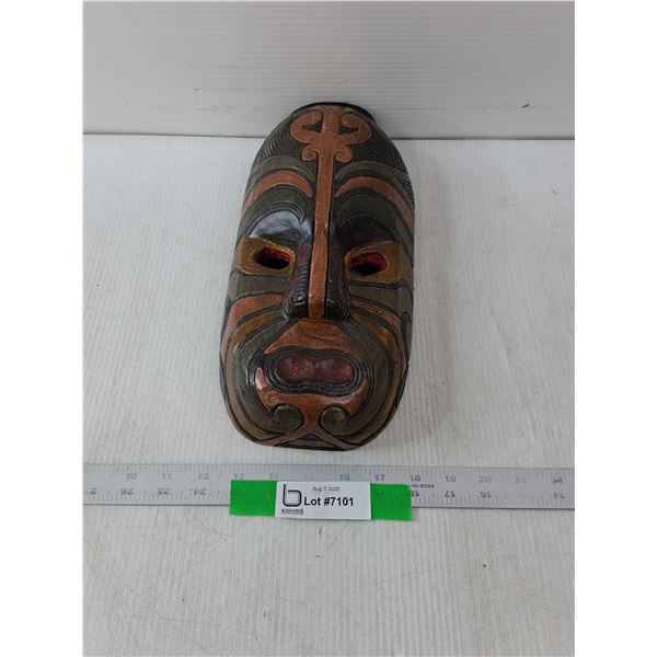Wood Carved Mask Hanging Wall Art- 13" x 6.5"