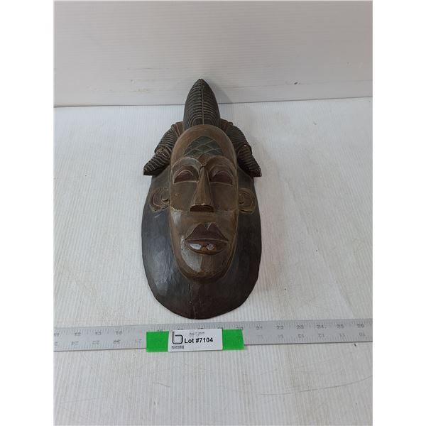 Wood African Tribal Mask- 17" x 7"