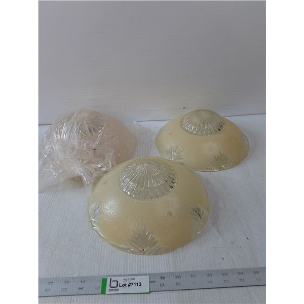 (3) Glass Ceiling Light Covers- 10" x 4"