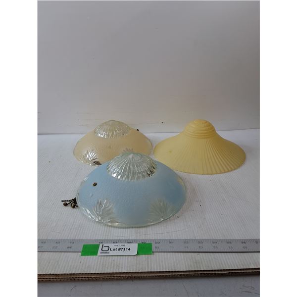 (3) Glass Ceiling Light Covers- 10" x 4"