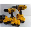 Image 2 : (2) DeWalt 18V Cordless Drills - Powers On, As Is and Batteries with Battery Charger