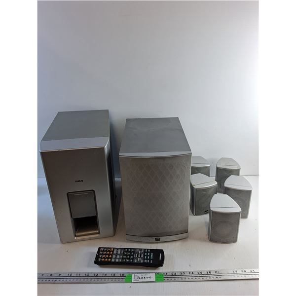 RCA & JVC Subwoofers and Speakers and Yamaha Remote - As Is  -  PICK UP