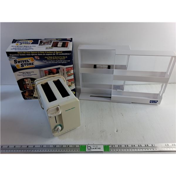 Swivel Store Spice Rack and Proctor Silex Toaster - As Is