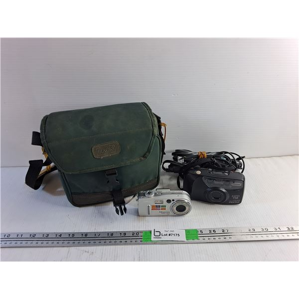 Sony Cybershot and Pentax Espio 738 Cameras - As Is and Camera Bag