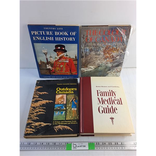 Books - Family Medical Guide, Outdoors Canada and Picture Book of English History