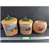 Image 1 : (2) Ceramic Canisters with Lids and Ceramic Vase