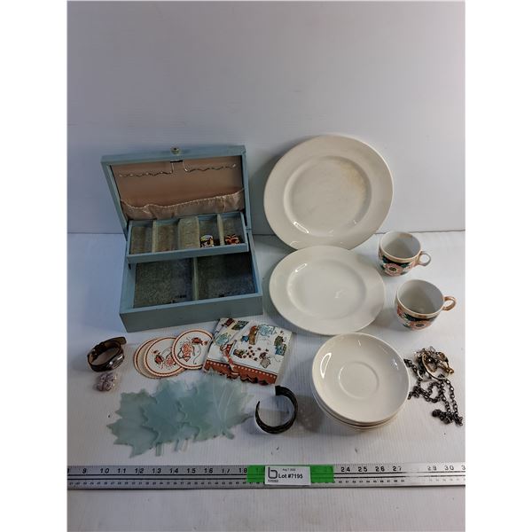 Jewelry Box, Bracelets, Ladies Watches, Coasters, Dining Plates and Tea Cups