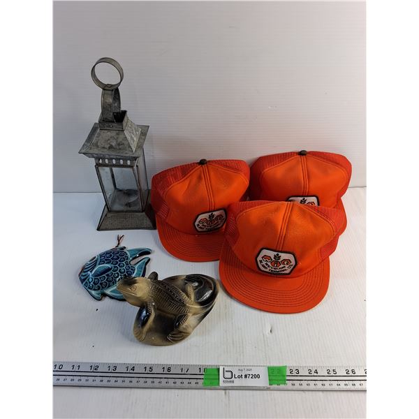 Candle Lantern, Weyburn Hats, Wall Fish Decor and Lizard Desk Decoration