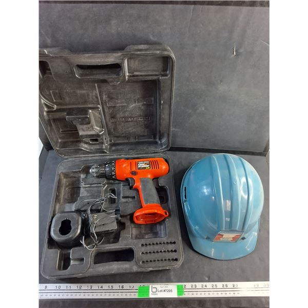 Black & Decker 9.6V Fire Storm Cordless Drill with Battery Charger - As Is and Hard Hat