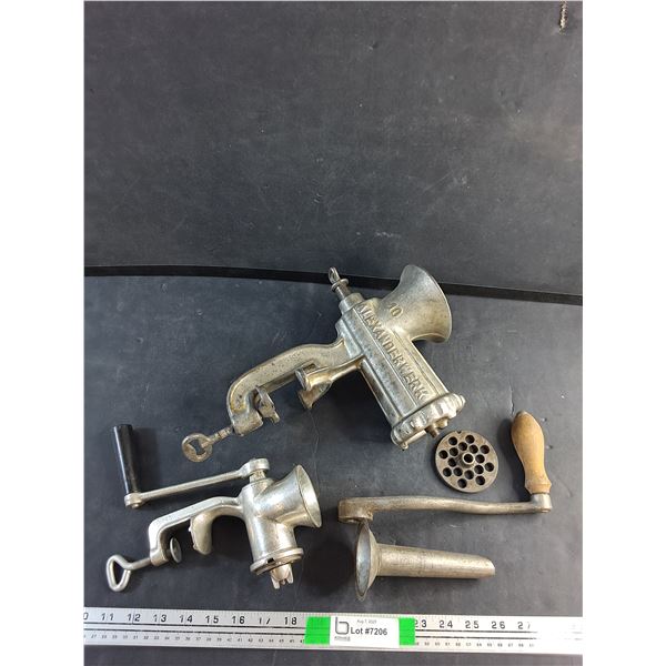 (2) Hand Crank Meat Grinders