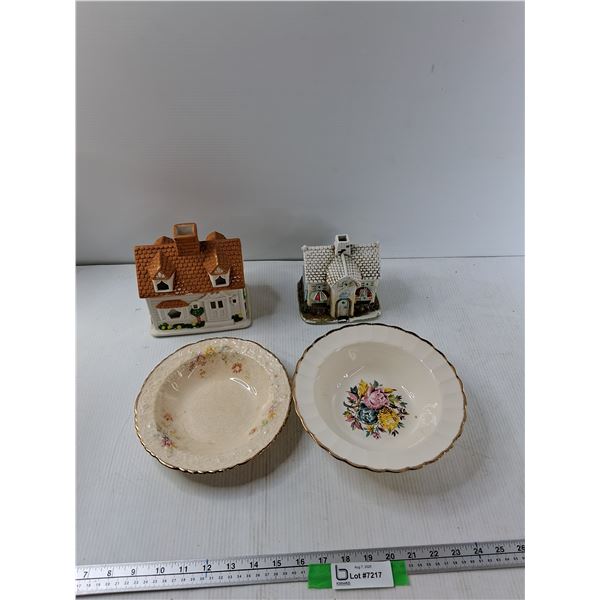 (2) Candle Holders, (2) Bowls