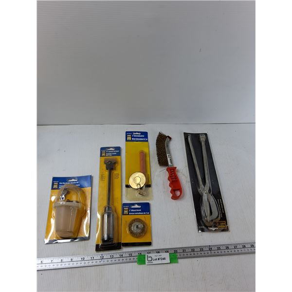 Brake Bleeder Kit, 11'' Gasket Scraper, 2'' Telescoping Mirror, Misc - As Is