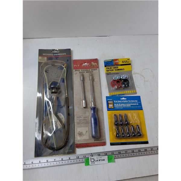 Mechanics Stethoscope, Flexible Shaft Hand Driver, Colour Coded Battery Terminals, Misc - As Is