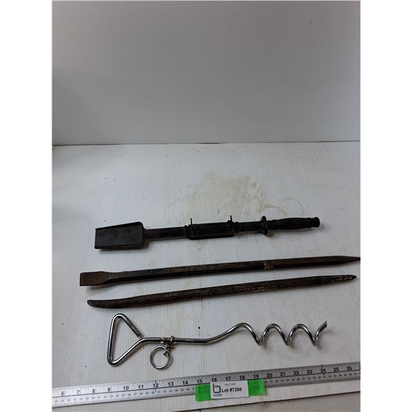 (2) Pry Bars, Tent Peg, Snow Blower Chute Cleaner