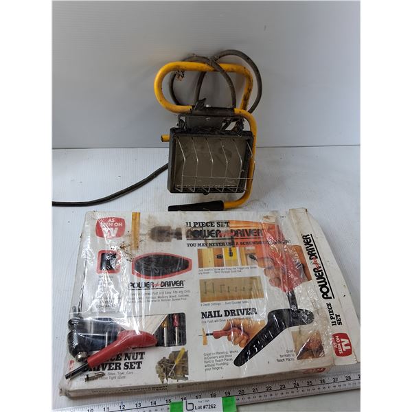 Power Screwdriver, Portable Halogen Light - As Is