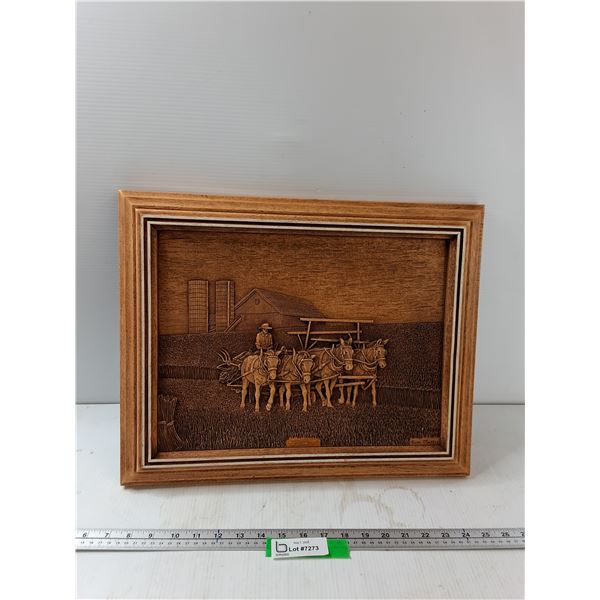 Faux Pressed Wood Carved Picture - 19'' x 15''