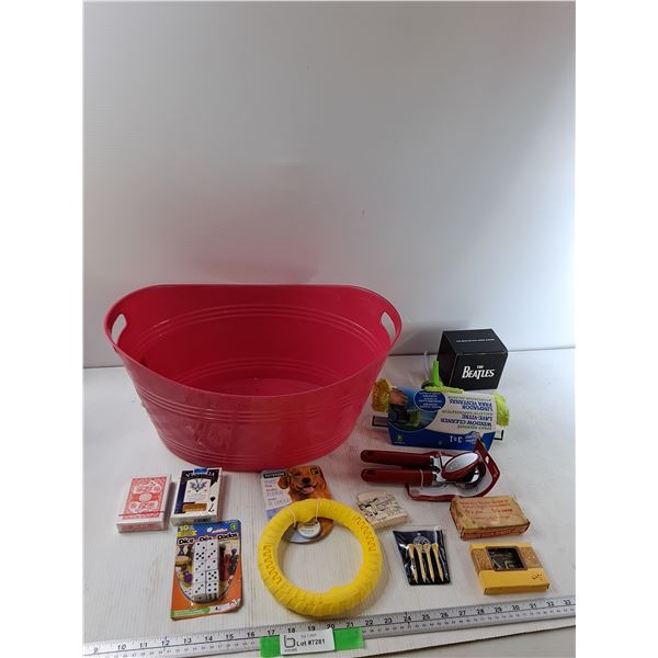 (2) Playing Cards, Belt Buckle, The Beatles Coffee Mug, Misc