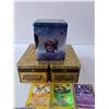 Image 4 : (5) Pokemon Trading Cards & (3) Empty Tins- Cannot Authenticate