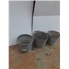 Image 5 : **(3) Galvanized Metal Pails- 11" x 13"- PICK UP