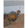 Image 2 : **(2) Galvanized Metal Tub, Grain Scoop, Lamp  -  CANNOT SHIP