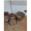 Image 5 : **(2) Galvanized Metal Tub, Grain Scoop, Lamp  -  CANNOT SHIP