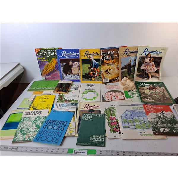 Magazines- Reminisce, Canadian Geographic, Food Preparation Manuals, Ashtray