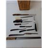 Image 2 : Wooden Knife Block 10" Tall & Utensils
