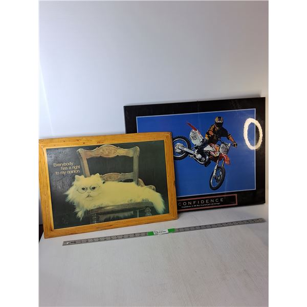 (2) Home Decor Photos- Cat & Motorbike Up to 27.5" x 21.75", Pickup Preferred