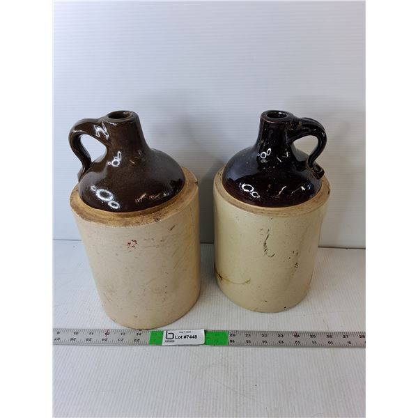 (2) Earthenware Crocks Up to 13" Tall