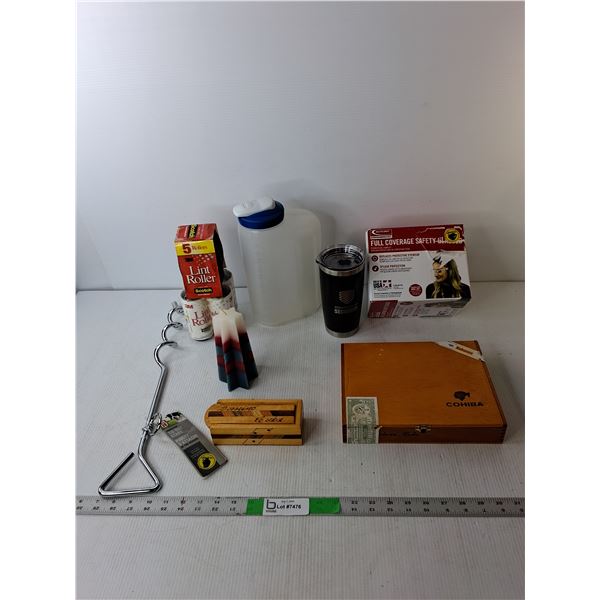 (5) Lint Rollers, Tie-Out Stake, Wooden Dominoes Set, Misc.