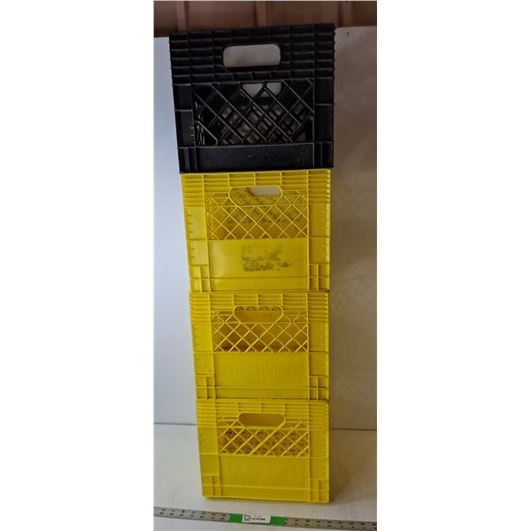 *(4) Plastic Milk Crates Up to 10.5" x 13", Cannot Ship