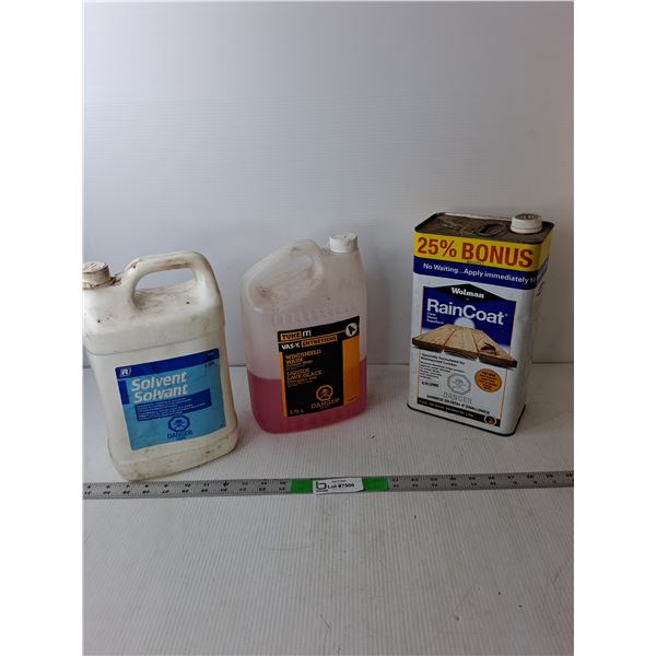 Chemicals Lot- Rain Coat, Windshield Wash, Solvent 1/3 to 1/2 Full, Cannot Ship