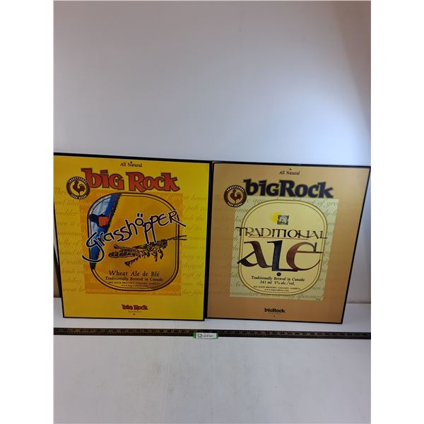 (2)  Big Rock Brewery Wood Slab Wall Posters - 19" x 22" - Pickup Preferred