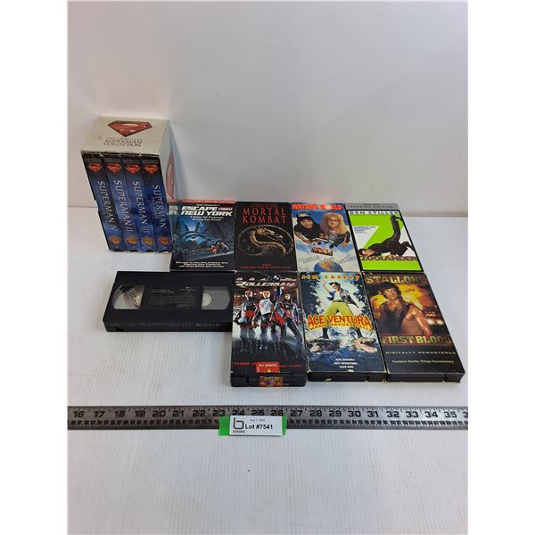 (12) VHS Movies (Superman 1-4, Wayne's World, Ace Ventura)