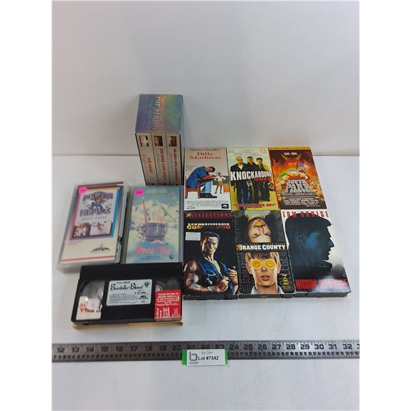 (12) VHS Movies (Die Hard Box Set, Mission Impossible, Billy Madison)