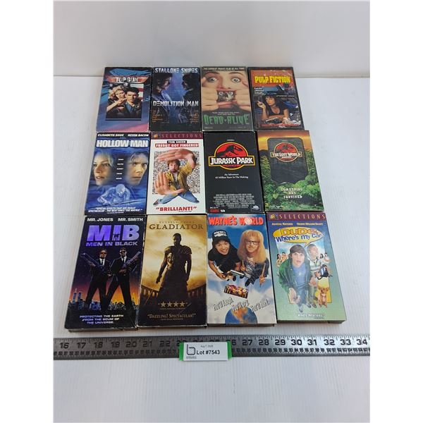(12) VHS Movies (Jurassic Park, Gladiator, Pulp Fiction)