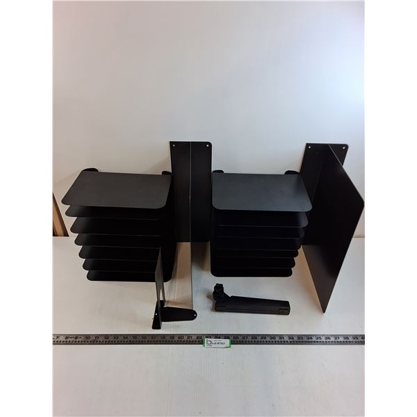 Assorted Black Metal Office Shelves/Parts
