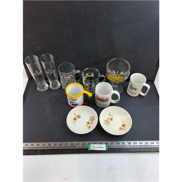 Assorted Glass/Ceramic Drinking Glasses/Mugs, Bowls